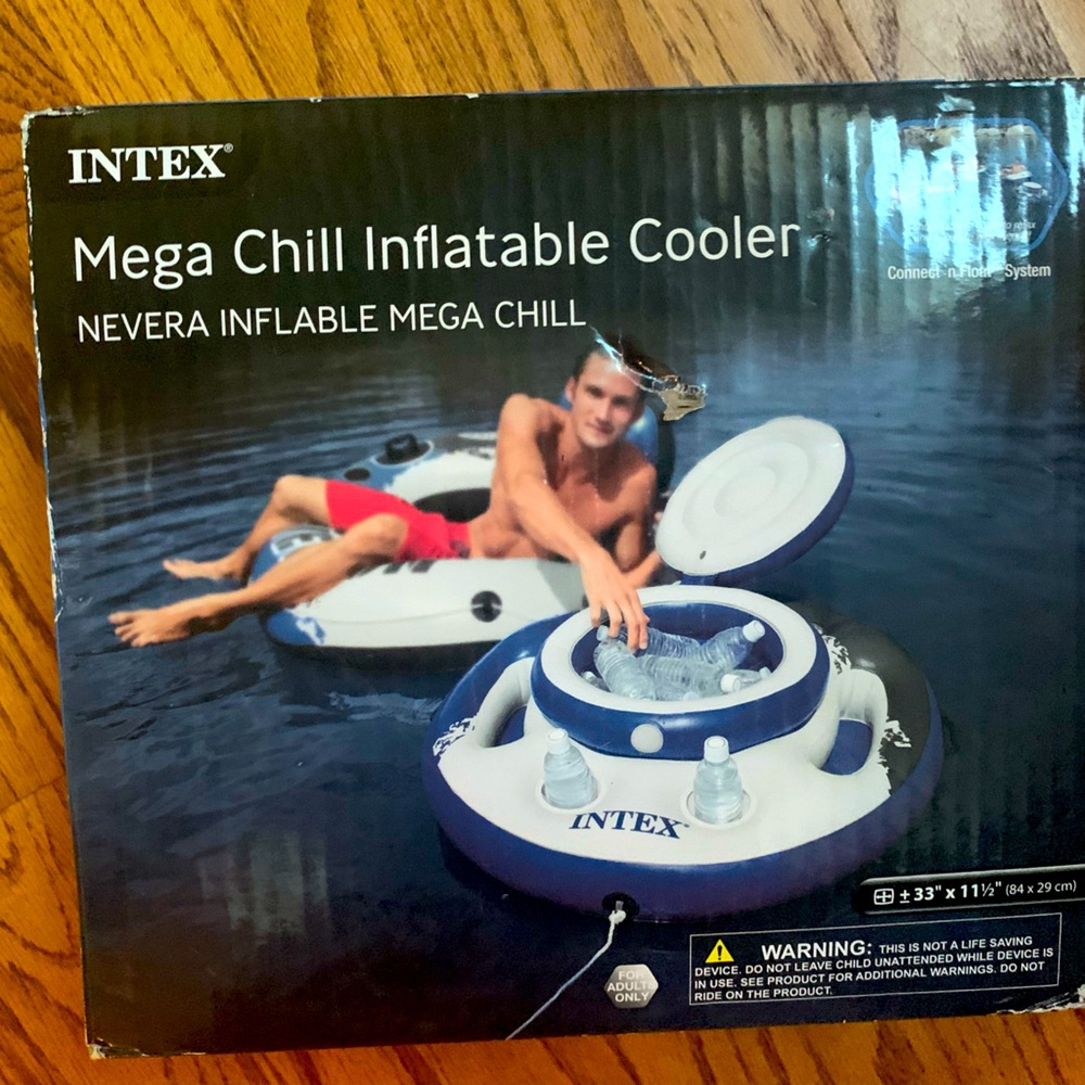 Intex Mega Chill 56822EP 35" Inflatable Floating Cooler - Blue